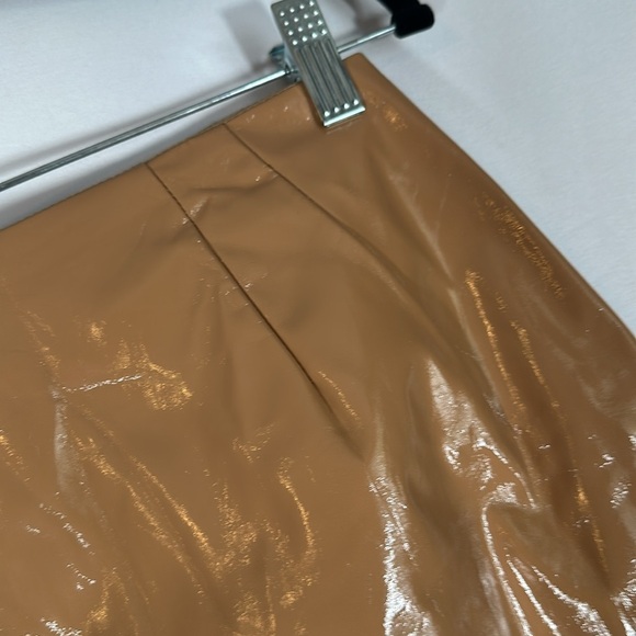 Topshop Tan Beige Vinyl Midi Pencil Skirt - Picture 5 of 10